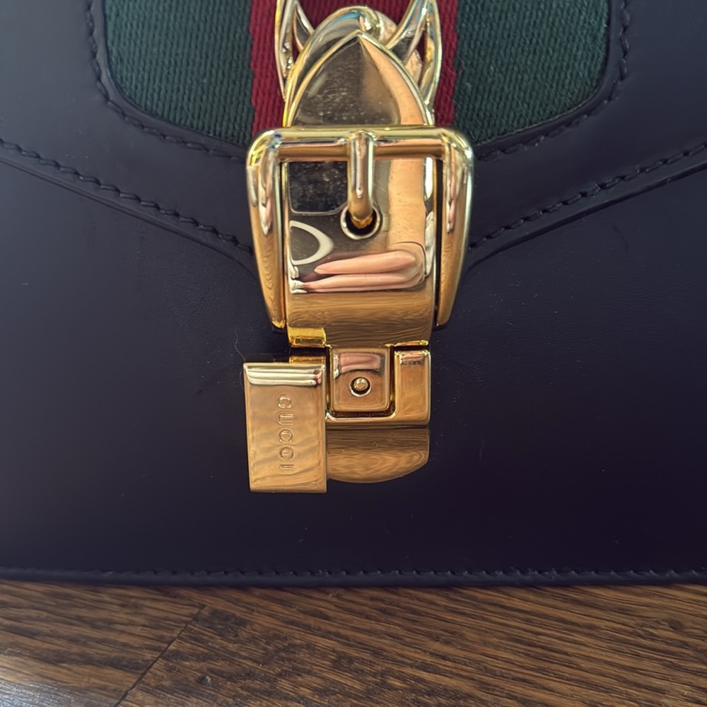 Authentic Gucci Hand Bag Sherry Line Black Leather with crossbody strap - Picture 17 of 17